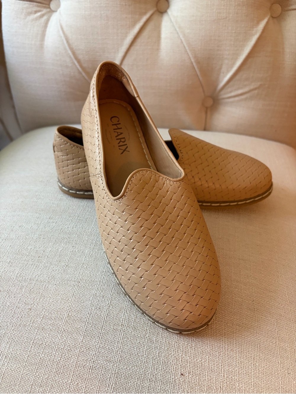 HARI Beige Woven Slip-On Loafers